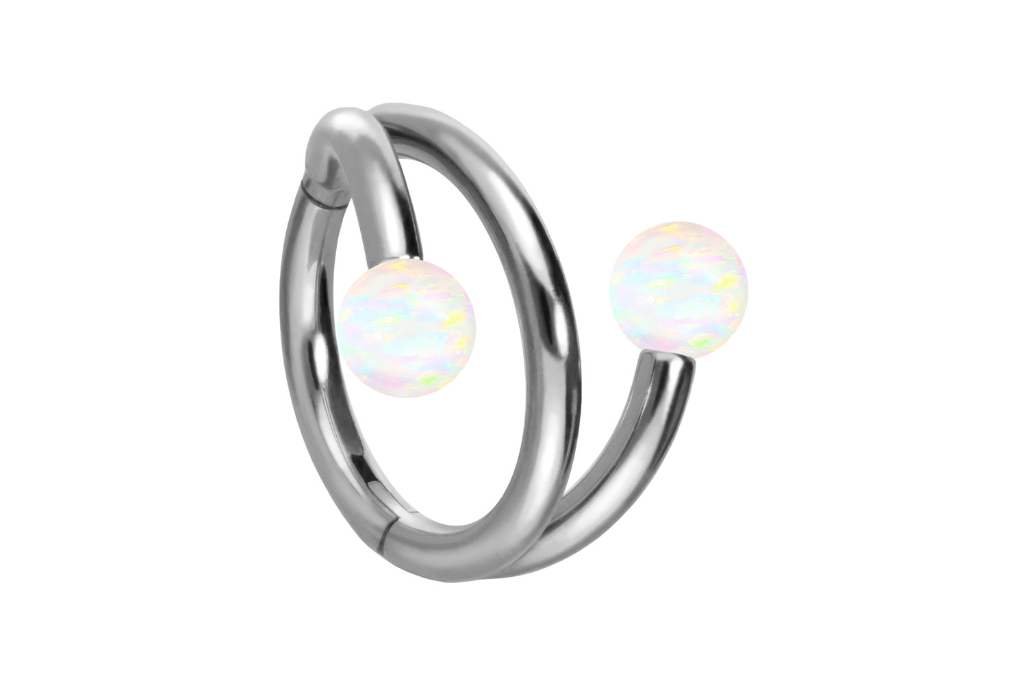 Titan Segmentring Clicker Piercing mit Innengewinde 3 RINGE + 3 SYNTHETSCHE OPALE